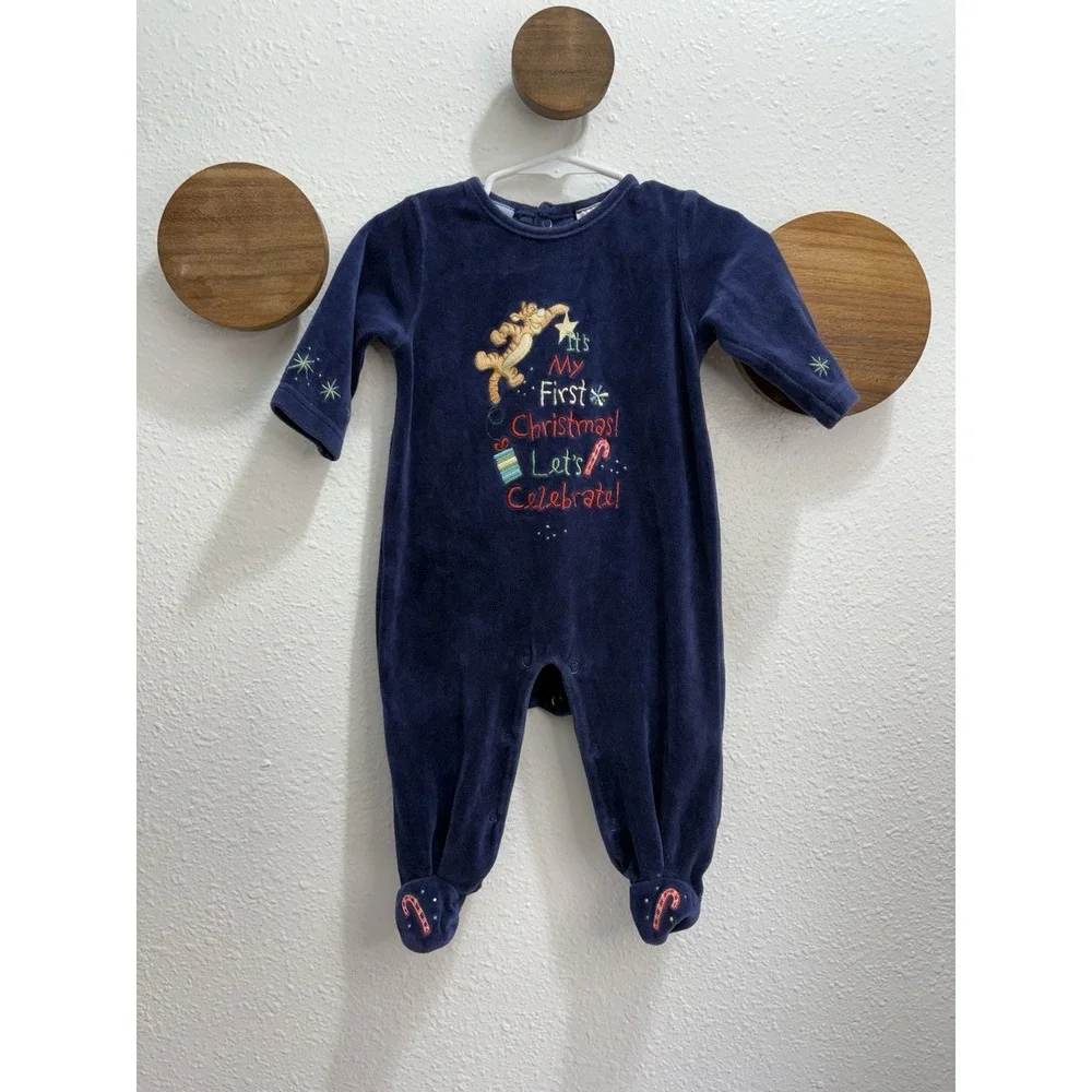 Vintage 90s 00s Winnie the Pooh Tigger‎ Christmas Jumpsuit Size 12 Months